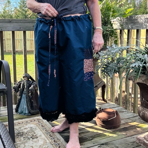 Upcycled Reworked Bloomers Boho Shabby Chic Oversized Baggy Drawstring Pants - Picture 8 of 9